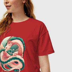 Футболка оверсайз женская Дракон, цвет: красный — фото 2