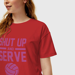 Футболка оверсайз женская Shut Up And Serve, цвет: красный — фото 2