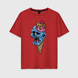 Футболка оверсайз женская Horror ice cream, цвет: красный