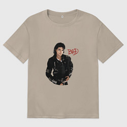Футболка оверсайз женская BAD Майкл Джексон, цвет: миндальный