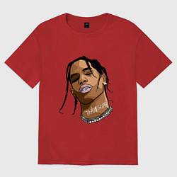 Футболка оверсайз женская TRAVIS SCOTT ASTROWORLD Z, цвет: красный