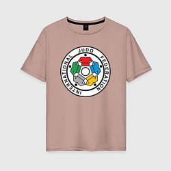 Футболка оверсайз женская Judo Federation, цвет: пыльно-розовый