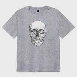 Футболка оверсайз женская Реалистичный рисунок Черепа, цвет: меланж