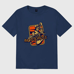 Футболка оверсайз женская Мотокросс в деле, цвет: тёмно-синий