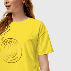 Футболка оверсайз женская PSG GOLD LOGO ПСЖ ЗОЛОТО, цвет: желтый — фото 2