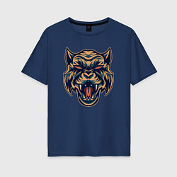 Футболка оверсайз женская Devil Tiger, цвет: тёмно-синий