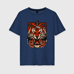 Футболка оверсайз женская Red Tiger, цвет: тёмно-синий