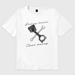 Футболка оверсайз женская Greasy hands - clear money, цвет: белый