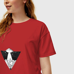 Футболка оверсайз женская НЛО треугольник, цвет: красный — фото 2