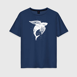 Футболка оверсайз женская Крылатая акула, цвет: тёмно-синий