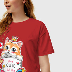 Футболка оверсайз женская Котенок в кармане, цвет: красный — фото 2
