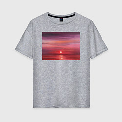 Футболка оверсайз женская Сочный закат на море, цвет: меланж