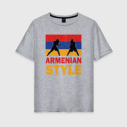 Футболка оверсайз женская Армянский стиль, цвет: меланж