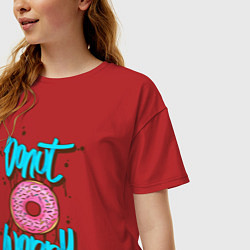 Футболка оверсайз женская Donut Worry, цвет: красный — фото 2