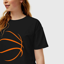 Футболка оверсайз женская Баскетбольный мяч, цвет: черный — фото 2