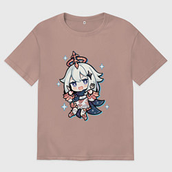 Футболка оверсайз женская Paimon тян, цвет: пыльно-розовый