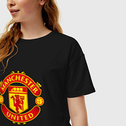 Футболка оверсайз женская Манчестер Юнайтед логотип, цвет: черный — фото 2