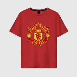 Футболка оверсайз женская Манчестер Юнайтед логотип, цвет: красный