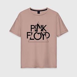Футболка оверсайз женская PINK FLOYD LOGO ПИНК ФЛОЙД, цвет: пыльно-розовый