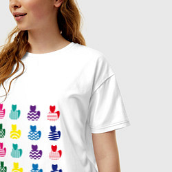 Футболка оверсайз женская Узорные коты, цвет: белый — фото 2