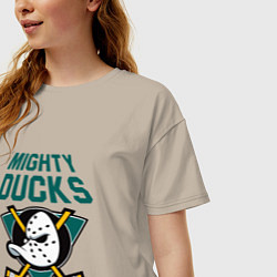 Футболка оверсайз женская Анахайм Дакс, Mighty Ducks, цвет: миндальный — фото 2