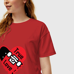 Футболка оверсайз женская True love skateboarding, цвет: красный — фото 2