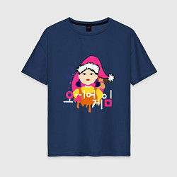 Женская футболка оверсайз Squid Game Игра в кальмара кукла Новогодняя