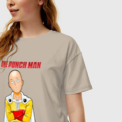 Футболка оверсайз женская Сайтама безразличие One Punch-Man, цвет: миндальный — фото 2