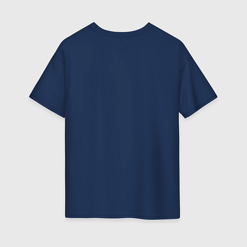 Женская футболка оверсайз A 018 Цветной кот / Тёмно-синий – фото 2