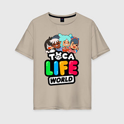 Футболка оверсайз женская TOCA LIFE WORLD ТОКА ЛАЙФ ВОРЛД ПЕРСОНАЖИ, цвет: миндальный