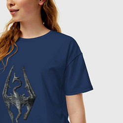 Футболка оверсайз женская СКАЙРИМ ЛОГО SKYRIM LOGO, цвет: тёмно-синий — фото 2