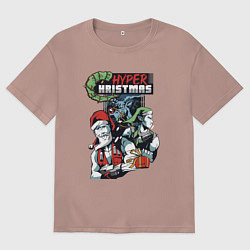 Футболка оверсайз женская Hyper Christmas, цвет: пыльно-розовый