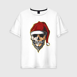 Футболка оверсайз женская Santa Skull, цвет: белый