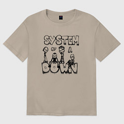 Футболка оверсайз женская Карикатура на группу System of a Down, цвет: миндальный