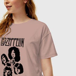 Футболка оверсайз женская Участники группы Led Zeppelin, цвет: пыльно-розовый — фото 2