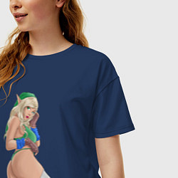 Футболка оверсайз женская Link girl from Legen of Zelda, цвет: тёмно-синий — фото 2