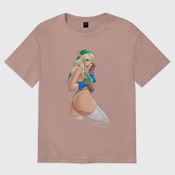 Футболка оверсайз женская Link girl from Legen of Zelda, цвет: пыльно-розовый