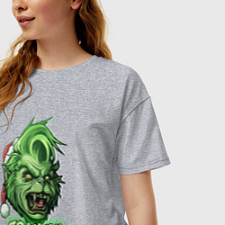 Футболка оверсайз женская Гринч - похититель Рождества, цвет: меланж — фото 2