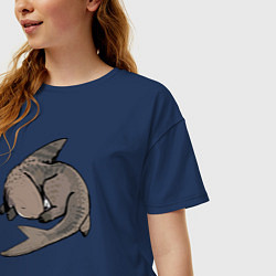 Футболка оверсайз женская Спящая акула, цвет: тёмно-синий — фото 2