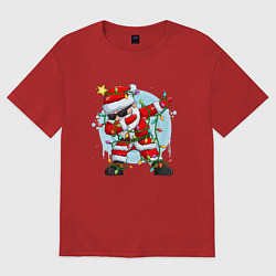 Футболка оверсайз женская DAB SANTA CLAUS В ГЕРЛЯНДЕ, цвет: красный