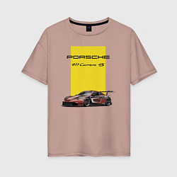 Футболка оверсайз женская Porsche Carrera 4S Motorsport, цвет: пыльно-розовый