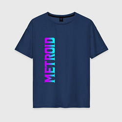 Футболка оверсайз женская Neon Logo Metroid Dread, цвет: тёмно-синий
