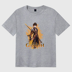 Футболка оверсайз женская Чжун Ли Zhongli Genshin Impact, цвет: меланж