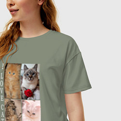 Футболка оверсайз женская I LOVE CATS Я ЛЮБЛЮ КОШЕК, цвет: авокадо — фото 2