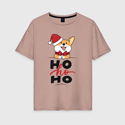 Женская футболка оверсайз Corgi Ho ho Ho