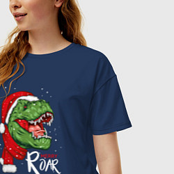 Футболка оверсайз женская T-rex Merry Roar, цвет: тёмно-синий — фото 2