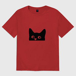 Футболка оверсайз женская Котяра cat, цвет: красный
