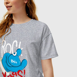 Футболка оверсайз женская Blue mittens Rock this xmas, цвет: меланж — фото 2