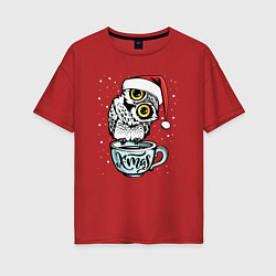 Футболка оверсайз женская X-mas Owl, цвет: красный