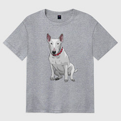 Футболка оверсайз женская Бойцовый бесстрашный бультерьер, цвет: меланж